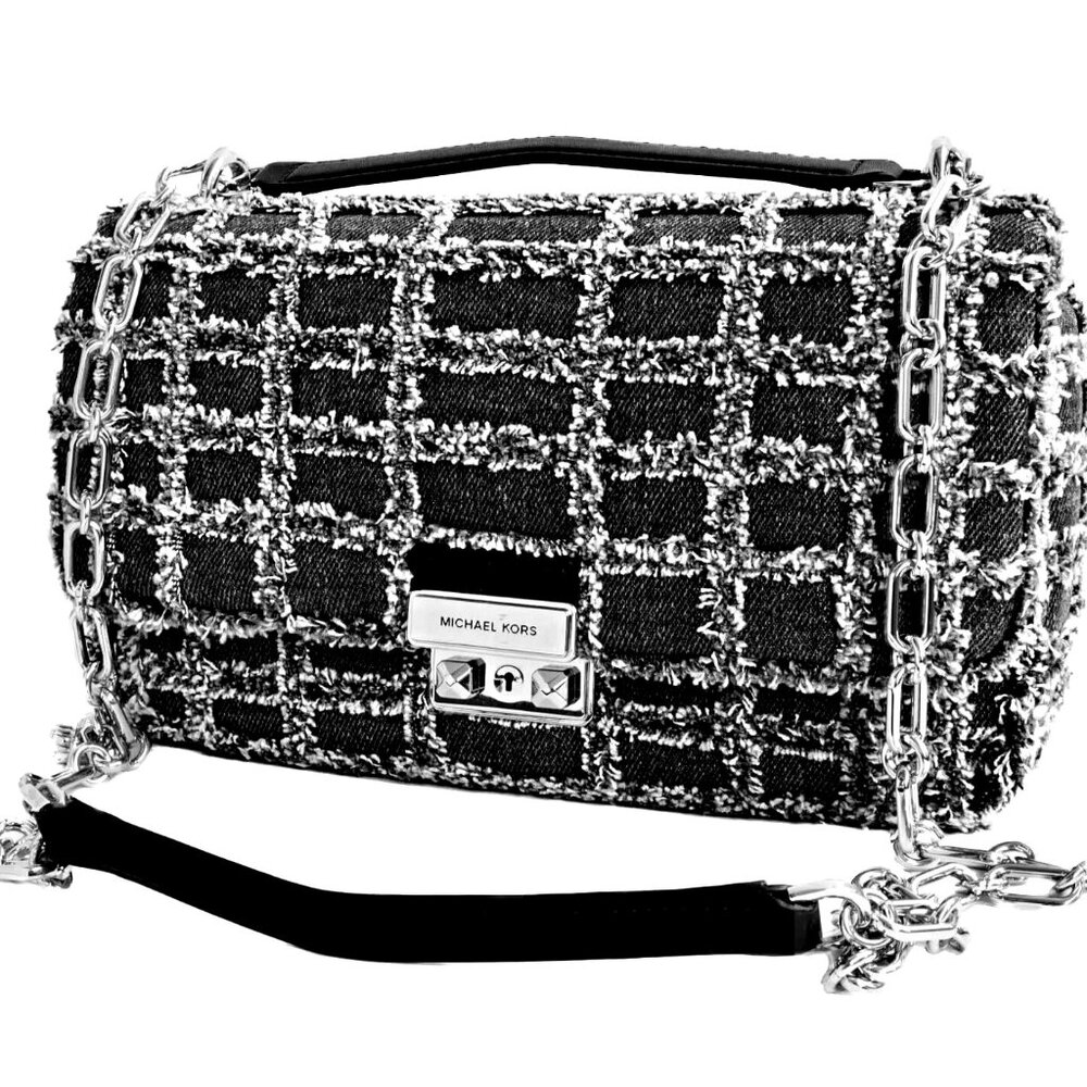 MICHAEL KORS TRIBECA Frayed Denim Shoulder Bag  -  NWT